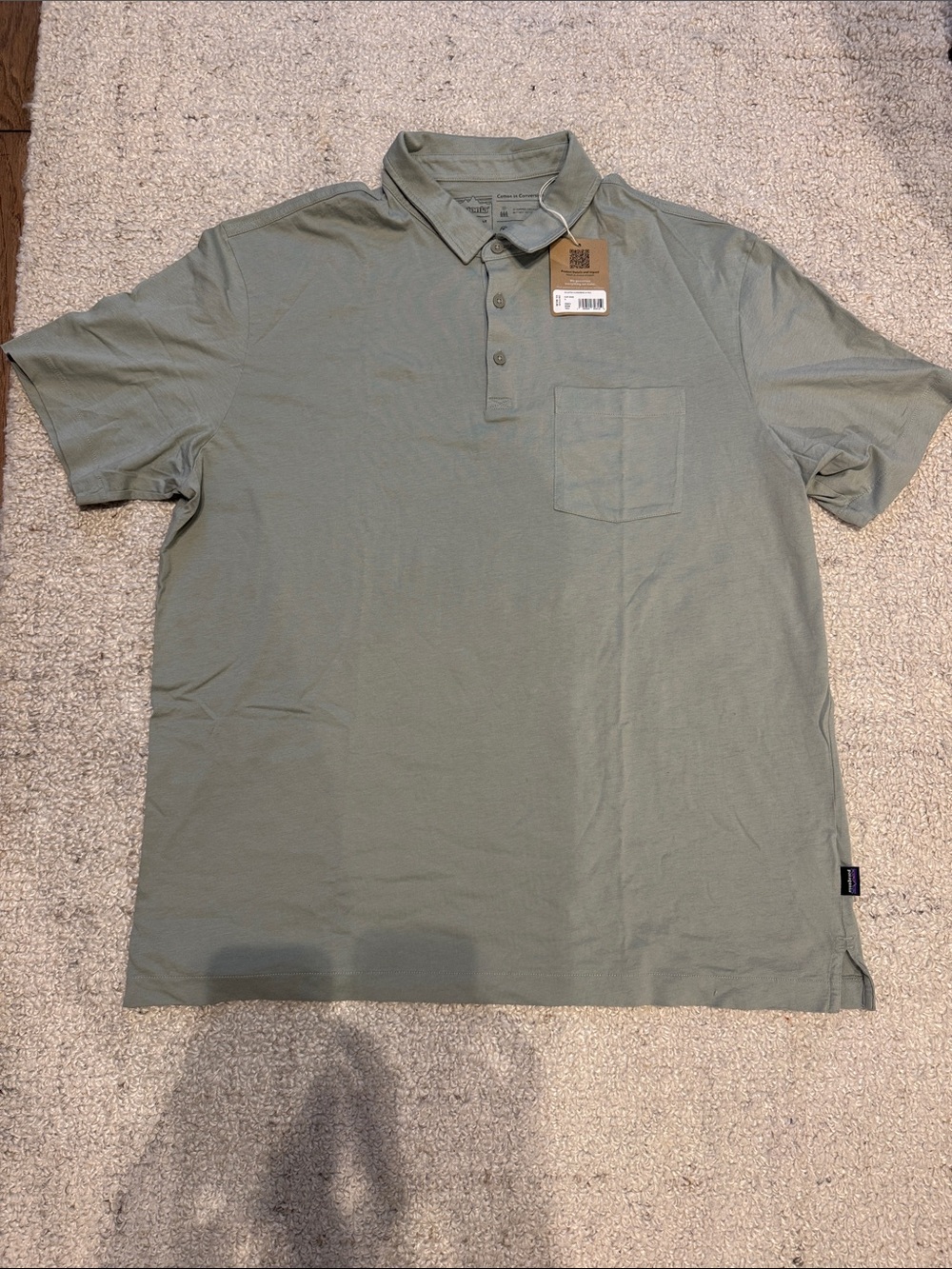 Patagonia Men's Cotton in Conversion Polo in Sleet Green with Chest Pocket